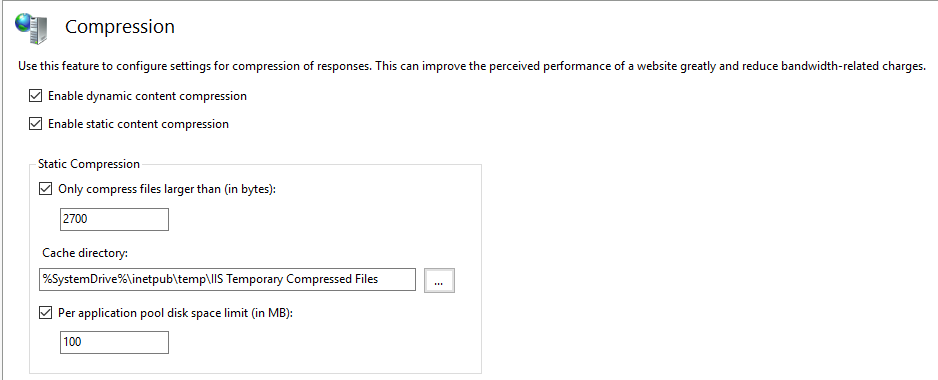 IIS Compression settings